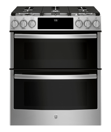 stainless steel gas double oven range