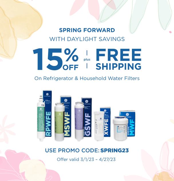Save 15% plus FREE shipping on Refrigerator & Household water filters. Use promo code: SPRING23