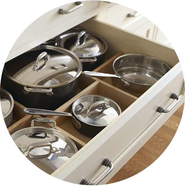 Store Pots and Pans in Drawers