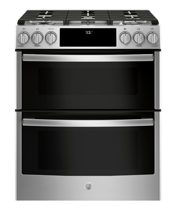 stainless steel gas double oven range